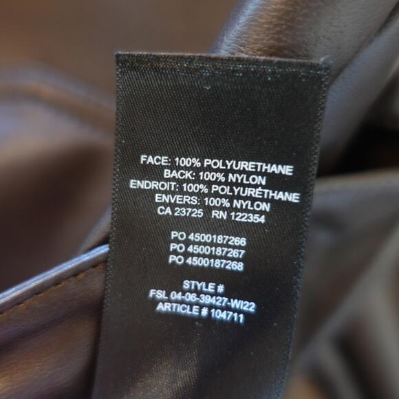 Wilfred Aritzia The Melina Pants Womens 4 Brown Vegan Faux Leather High Rise - Picture 9 of 10